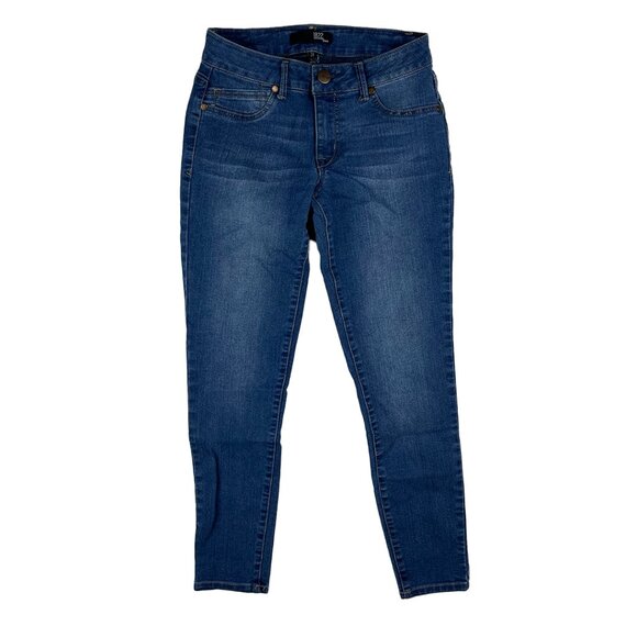 1822 Denim Blue Ankle Jeans Sz 27 Slim Straight Leg Stretch Medium Wash Low Rise - Picture 2 of 14